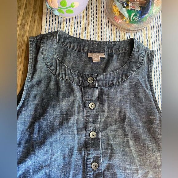 J. Jill Dress Sleeveless Blue XS Pockets Buttons Mini Knee Length Spring Summer - Picture 6 of 11